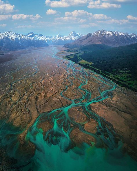 Federico Penta on Instagram: “Earth’s veins from above overlooking the majestic Mt. Cook in the distance” New Zealand, Water, On Instagram, Beauty, Instagram