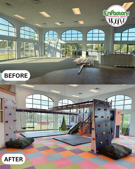 Gym Makeover, Sensory Gym, Indoor Playground Design, Therapy Center, Fun Factory, Play Yard, Gym Room, Playground Design, Indoor Playground