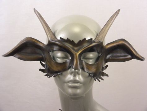 Goat / Pan Leather Mask Woodland Masquerade, Goat Mask, Art Masks, Lion King Broadway, Fantasy Garb, Cute Masks, Mask Masquerade, Leather Mask, Burnt Umber