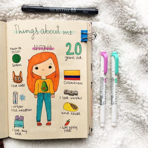 Antonia Zapata on Instagram: “Things about me! First of all, thank you for 600 followers! I wanted you to get to know me a little bit better 😁 feel free to ask any…” Journal Inspiration Quotes, Art Journal Challenge, Things About Me, 600 Followers, Bullet Journal 2020, Thank Yo, Art Journal Prompts, Bullet Journal Mood, Bullet Journal Aesthetic