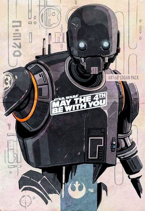 'K-2SO' by Logan Pack Clone Wars Art, Star Wars Background, May The Fourth Be With You, Star Wars Design, Star Wars Models, May The Fourth, Star Wars Droids, Technical Illustration, Star Wars Empire