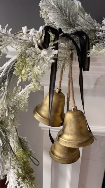 Christina Muscari on Instagram: "Do you want to make your own viral Dollar Tree bells? I used my @dixiebellepaint Chalk Mineral Paint in Caviar and their Gold Gilding Wax, and they turned out so good. Comment BELLS for a list of products and the full tutorial. #christmasdiy #dollartreediy #christmasbells" Dollar Tree Bells, Christina Muscari, Christmas Bell Decor, Silver Bells Christmas, Bell Decor, Diy Christmas Garland, Gilding Wax, Dollar Tree Finds, Christmas Decor Inspiration