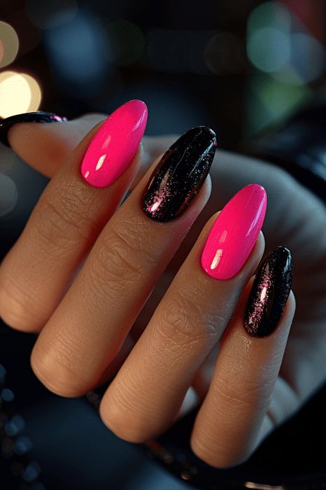 Pink Nails 2024: 💖 Pink Summer Magic! 💖🌞 - NailKicks Bright Pink Nail Designs, Bubblegum Pink Nails, Pink Black Nails, Different Color Nails, Flamingo Nails, Summer Magic, Pedi Ideas, Tapered Square Nails, Stunning Nail Designs