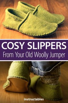 Diy Sheepskin Slippers, Fleece Sweater Pattern Sewing, How To Sew Slippers, Upcycle Wool Sweaters, Fleece Slippers Pattern Free, Wool Sewing Projects, Wool Projects Diy, Fun Sewing Ideas, Upcycled Sweaters Ideas