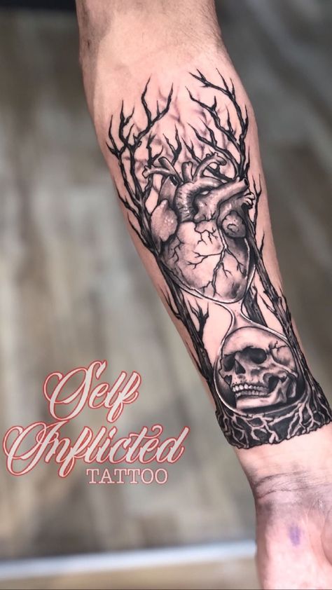 Hourglass Heart Tattoo, Heart Hourglass Tattoo, Skull Hourglass Tattoo, Couple Tattoos Love, Glass Tattoo, Animal Sleeve, Animal Sleeve Tattoo, Heart Skull, Celtic Cross Tattoos