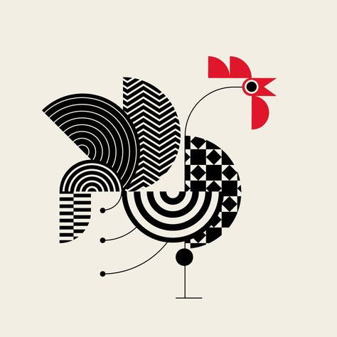 Greek Art Design, Simplification Art, Bird Design Illustration, Illustration Style Inspiration, Bird Graphic Design, Rooster Graphic, Animal Design Illustration, Black And White Designs, Graphic Typography