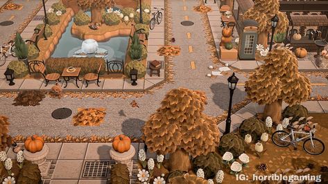 Autumn Road Acnh Code, Animal Crossing Road Ideas, Halloween Island Animal Crossing Dream Address, Animal Crossing Citycore Dream Address, Animal Crossing Fall Dream Address, Acnh Towncore Dream Address, Acnh Campsite Designs City, Acnh Fall Items, Horrible Gaming Acnh