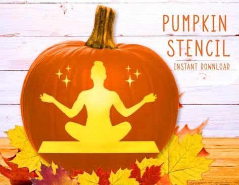 KidsPartyWorks - Etsy Lantern Pumpkin Carving, Yoga Halloween, Pumpkin Carving Template, Yoga Printable, Printable Stencil, Jack O'lantern, Pumpkin Carvings Stencils, Stencils Printables, Pumpkin Carving Templates