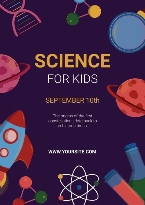 Hand-drawn Flat Science For Kids Poster Stem For Kids, Summer Program, Free Education, Poster Layout, Science Teacher, Home Poster, Physical Science, Kids Poster, Science For Kids