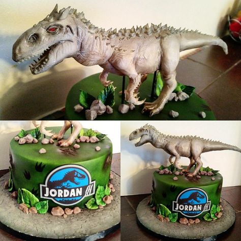 Jurassic Park Cake, Jurassic World Cake, Dinosaur Cakes, 3rd Birthday Party For Boy, Jurassic World Indominus Rex, Jurassic Park Party, Jurassic Park Birthday, 7th Birthday Cakes, Dinosaur Birthday Party Decorations