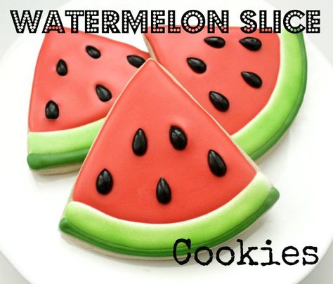 Watermelon Sugar Cookies, Slice Cookies, Summer Sugar Cookies, Watermelon Cookies, Fruit Cookies, Watermelon Slice, Dessert Party, Summer Cookies, Cookie Tutorials