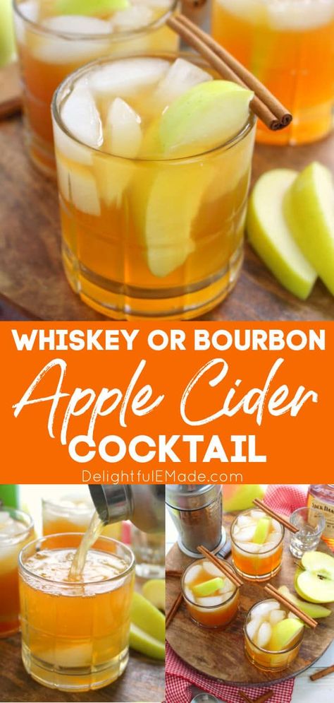 Caramel Apple Whiskey Cocktail, Apple Whiskey Drinks Cocktail Recipes, Whiskey And Apple Cider, Whiskey Apple Cider, Blended Drink Recipes, Spider Web Cupcakes, Tequila And Lemonade, Apple Cider Whiskey, Vodka Cranberry Cocktail