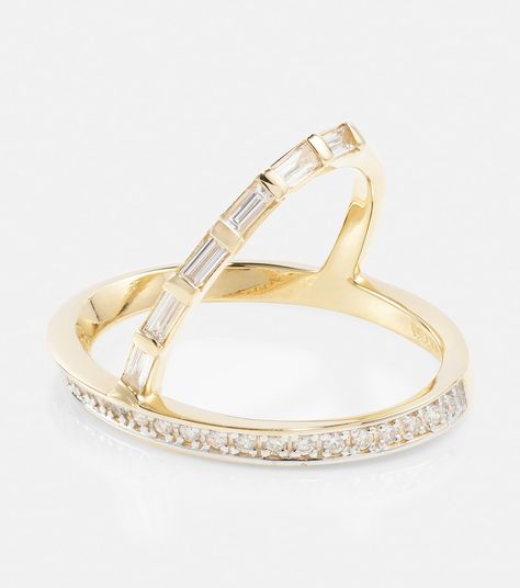 Gold Initial Ring, Bar Setting, Bar Ring, Baguette Diamonds, White Gold Diamond Rings, Diamonds And Gold, Fine Jewelry Designers, Baguette Cut, Gold Diamond Rings