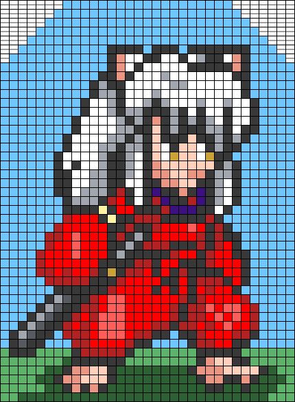 Alpha pattern #169516 | BraceletBook Berserk Alpha Pattern, Inuyasha Perler Beads, Inuyasha Alpha Pattern, Alpha Patterns Crochet Anime, Anime Alpha Pattern, Alpha Patterns Anime, Crochet Grid, Easy Pixel Art, Graph Crochet