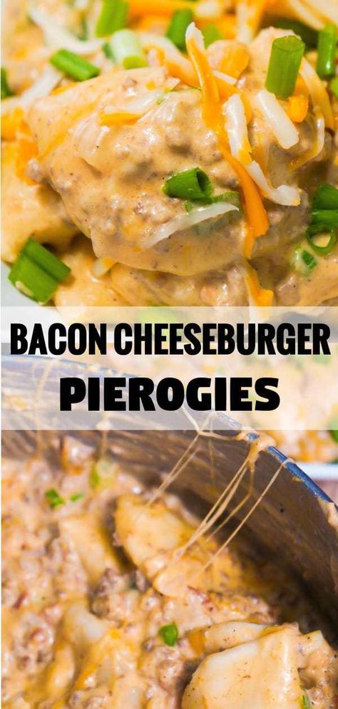 Bacon Crockpot, Easy Ground Beef Dinner, Perogies Recipe, Ground Beef Dinner, Recipe Crockpot, Easy Ground Beef, Easy Dinner Recipe, Dinner With Ground Beef, Bacon Cheeseburger