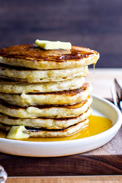 Fluffy Sourdough Discard Pancakes with Buttermilk (same day or overnight) Sourdough Discard Buttermilk Pancakes, Fluffy Sourdough Discard Pancakes, Best Sourdough Pancake Recipe, Overnight Sourdough Pancakes, Sourdough Buttermilk Waffles, Pancakes With Buttermilk, Sourdough Discard Pancakes, Discard Pancakes, Delicious Pancakes