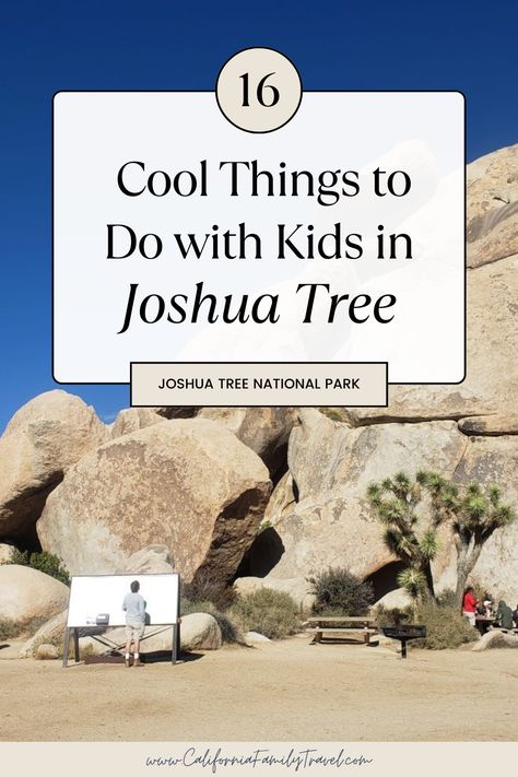 Planning a visit to Joshua Tree National Park in Southern California? From its stunning rock formations to the fun and family-friendly activities in and around the park, visiting Joshua Tree National Park is a true adventure! Here is a complete guide of things to do in Joshua Tree with kids, along with tips and information to make the most of your visit. Joshua Tree National Park With Kids, Joshua Tree With Kids, Joshua Tree Camping, Joshua Tree Park, Camping With Toddlers, Family Friendly Activities, Summer Road Trip, Joshua Tree National Park, Winter Trees