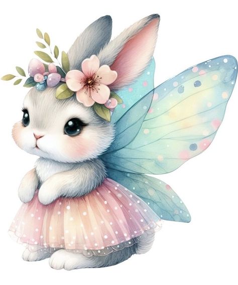 Bunny Fairy, Boho Baby Nursery, Easter Cartoons, Bunny Watercolor, Baby Animal Drawings, Baby Art Projects, Easter Wallpaper, Flowery Wallpaper, Cute Fantasy Creatures