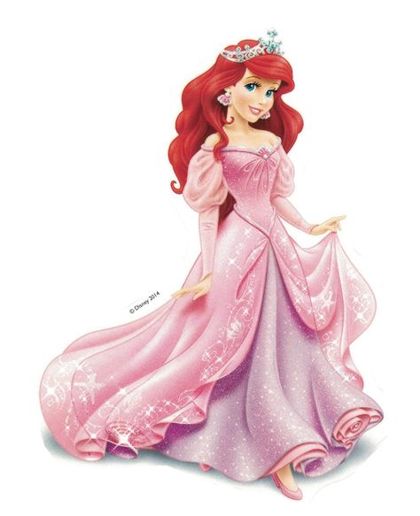 Ariel Pink Dress Art, Arial Princess, Disney Princess Inspired Dresses, Ariel Pink Dress, Disney Princess Cake Topper, فستان زهري, Disney Princess Cake, Disney Princess Cartoons, Disney Princess Fashion