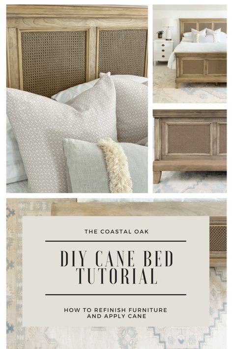 Peach Room, Modern Traditional House, Bed Tutorial, Coastal Oak, Diy Bed Headboard, Bed Makeover, Furniture Make, Canopy Bed Diy, Cane Bed