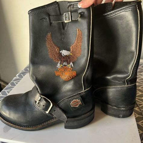 VINTAGE Harley Davidson boots Harley Davidson Shoes, Harley Davidson Boots, Vintage Harley Davidson, Vintage Harley, Leather Jackets, Leather Shoes, Harley Davidson, Shoe Boots, Lookbook