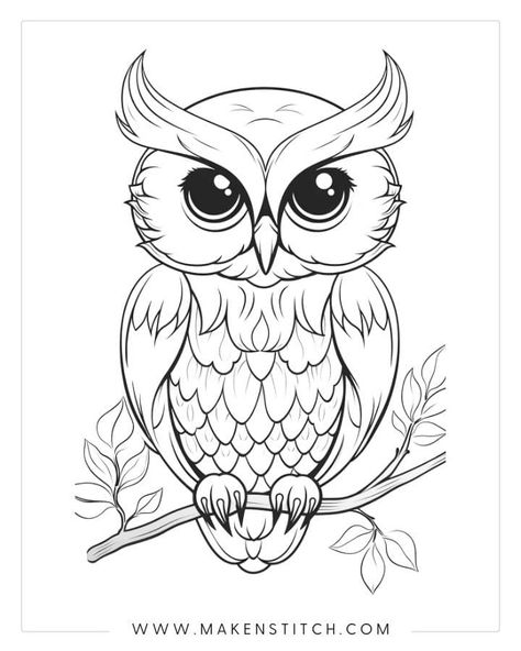 Cute Owl Drawing, Simple Owl, Owl Coloring Pages, Drawing Stencils, Tattoo Outline Drawing, Animal Embroidery Designs, Owls Drawing, Owl Patterns, Beautiful Owl