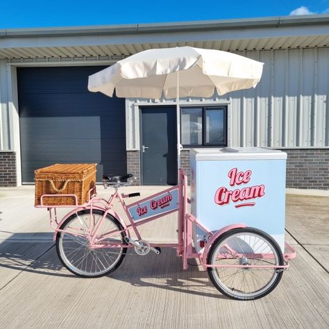 Ice cream tricycle Bicycle Ice Cream Cart, Ice Cream Tricycle, Ice Cream Cart Business, Ice Cream Store Ideas, Ice Cream Pop Up, Ice Cream Cart Ideas, Ice Cream Stand Ideas, Ice Cream Cart Design, Ice Cream Truck Ideas