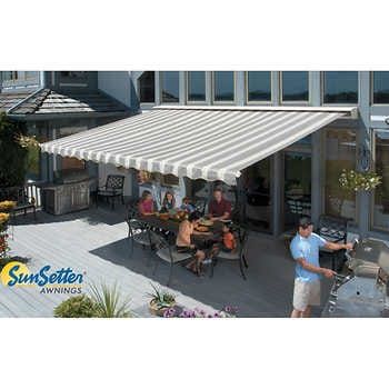 SunSetter Motorized Retractable Awnings Sunbrella Awning, Brick Homes, Vinyl Pergola, Fabric Awning, Shade House, Pergola Swing, Retractable Pergola, Pergola Attached To House, Wooden Pergola