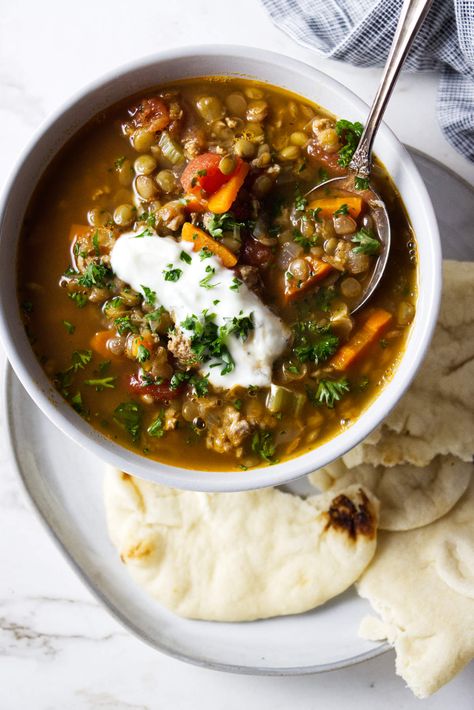 Turkey Curry Soup, Ground Turkey Lentil Soup, Ground Turkey And Lentils Recipes, Turkey And Lentil Soup, Ground Turkey Soup Recipes, Soup With Ground Turkey, Lentil Soup Crockpot, Turkey Lentil Soup, Turkey Lentil