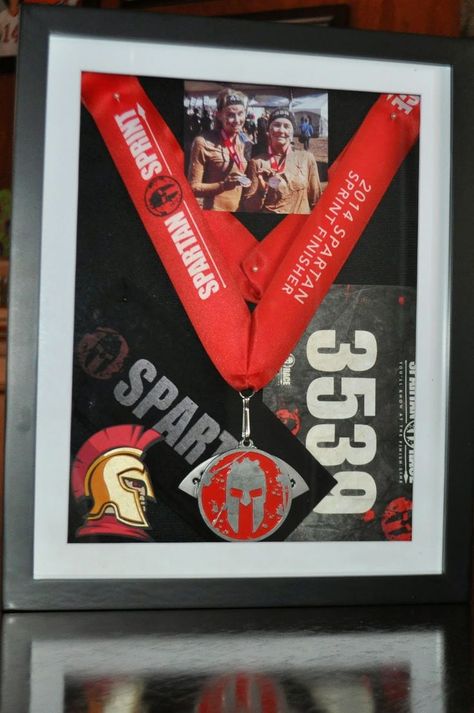 Spartan Medal Display Ideas, Spartan Race Medal Display, Medal Display Ideas, Bib Display, Race Medal Displays, Spartan Training, Medals Display, Fitness Box, Spartan Race Training