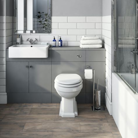 Toilet and Sink Units | Combination Units | VictoriaPlum.com Toilet Basin Combination, Combination Unit Bathroom, Toilet And Basin Vanity Unit, Integrated Toilet And Sink, Basin And Toilet Unit, Built In Toilet And Sink, Combined Toilet And Sink Unit, Bathroom Vanity Unit With Toilet, Grey Ensuite Bathroom Ideas