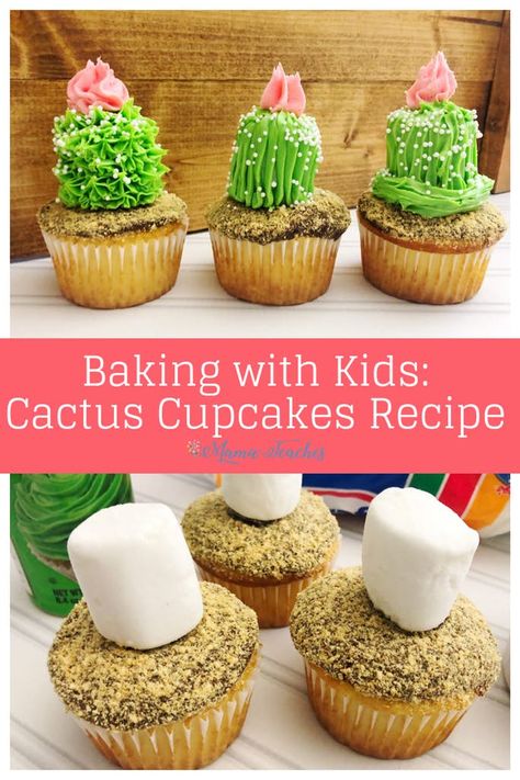 Cactus Piping Tip, Cactus Cupcakes Pull Apart, Diy Cactus Cupcakes, Cactus Cupcakes Easy, Frosting Cactus, Cherry Frosting, Cactus Cupcakes, Sand Cake, Delicious Cupcakes Recipes