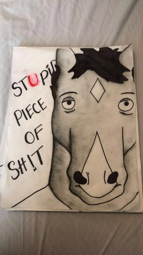 Bojack Horseman Fan Art How To Draw Bojack Horseman, Bojack Horseman Graduation Cap, Bojack Drawing, Bojack Painting, Bojack Horseman Painting, Bojack Horseman Drawing, Bojack Horseman Tattoo The View From Halfway Down, Bojack Horseman Art, Horsin Around Bojack