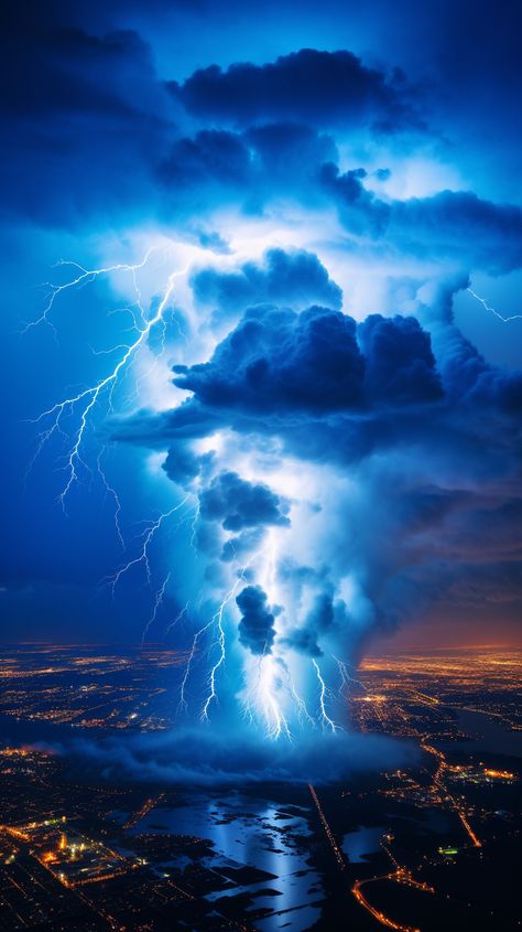 Created by Vellectrum using Midjourney. 3d Wall Art Sculpture, Lightning Photos, Lightning Photography, The Sky Is Falling, Beautiful Ocean Pictures, Heaven Art, Lightning Storm, Amazing Nature Photos, Landscape Photography Nature