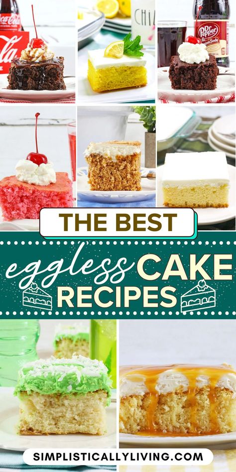 eggless cake recipes Egg Free Box Cake Recipe, Cake With No Eggs Recipes, No Egg Cake Recipe 3 Ingredients, Best Eggless Cake Recipe, Eggless Cakes Recipes, Easy Cake Recipes Without Eggs, Dessert No Eggs, No Egg Baking, Cake Recipe Without Eggs