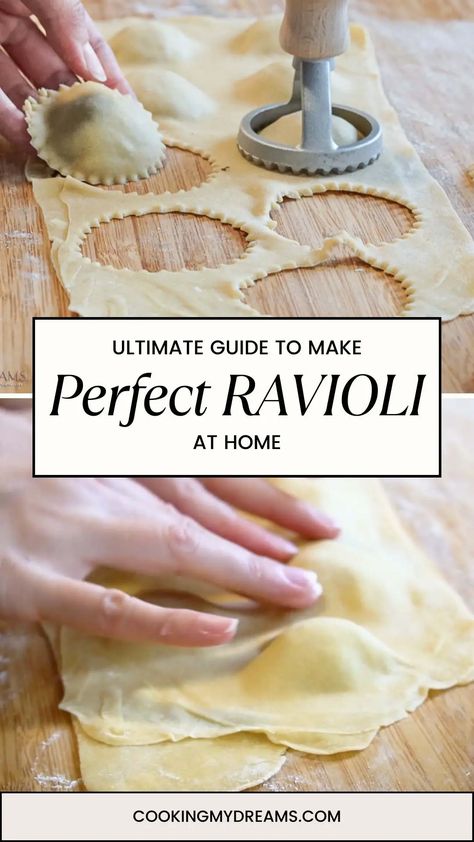 How to make perfect handmade Ravioli (complete step-by-step guide) Ravioli Pasta Recipe, Ravioli Dough Recipe, Homemade Ravioli Dough, Handmade Pasta Recipe, Ravioli Recipe Homemade, Make Ravioli, Handmade Ravioli, How To Make Ravioli, Fresh Pasta Recipes