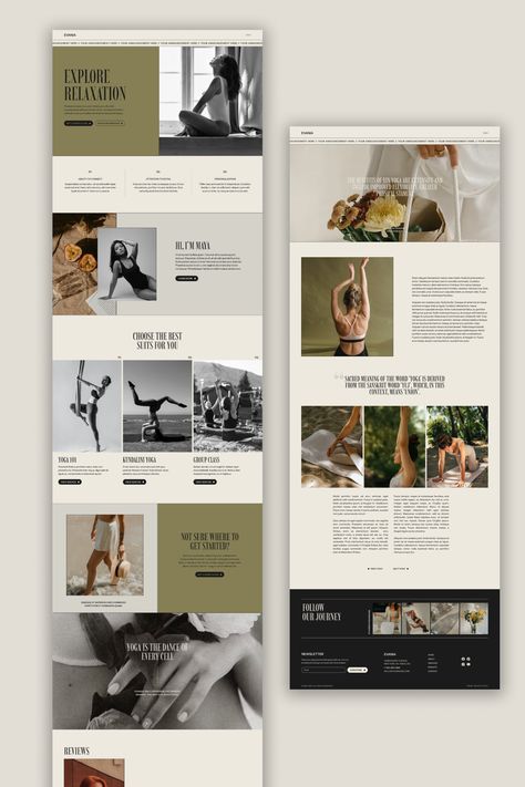 aesthetic showit template for yoga instructors and coaches Pilates Website, Eco Branding, Yoga Studio Website, Tech Portfolio, Dropshipping For Beginners, Folio Ideas, Elegant Website Design, Website Design Inspiration Business, Yoga Website