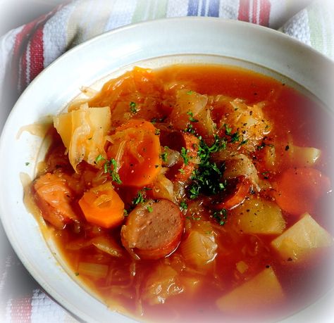 Slow Cooker Sauerkraut, Crockpot Sauerkraut, Soup Crockpot, Sauerkraut Soup, The English Kitchen, Sausage Potatoes, English Kitchen, English Kitchens, Smoked Sausage