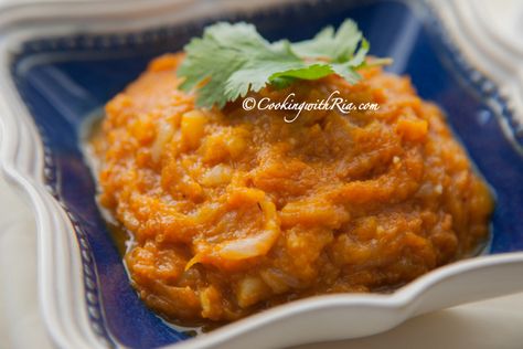 Trinidad Pumpkin Talkari Trinidad Pumpkin Recipe, Trinidadian Recipes, Trinidad Recipes, Trini Food, Pumpkin Dishes, Fitness Recipes, Caribbean Recipes, Stuffed Hot Peppers, Pumpkin Recipes