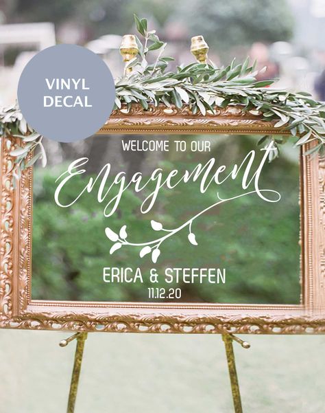 Engagement Party Welcome Sign Acrylic, Engagement Party Front Door Decorations, Engagement Party Ideas Decorations Home, Rustic Engagement Party Ideas, Elegant Engagement Party Ideas, Friend Events, Engagement Party At Home, Welcome To Our Engagement, Boho Engagement Party