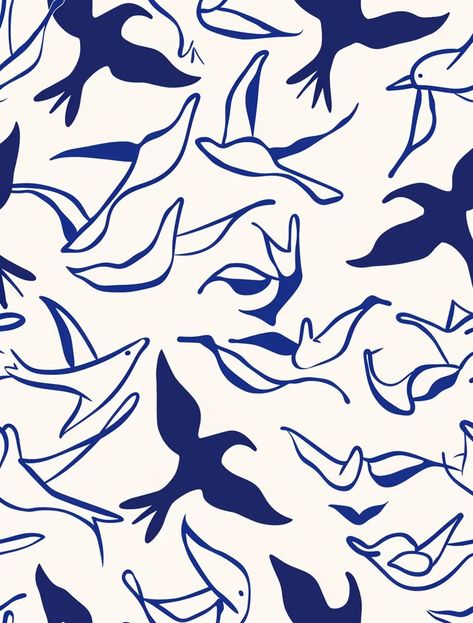 Midjourney AI Image: pattern with flying birds in the style of Henri Matisse, simple line art, with simple strokes and li... → more in ai-img-gen.com Matisse Pattern, Repetitive Patterns, Patterns Illustration, Simple Line Art, Runway Inspiration, Flying Birds, Bird Motif, Bird Pattern, Textile Pattern