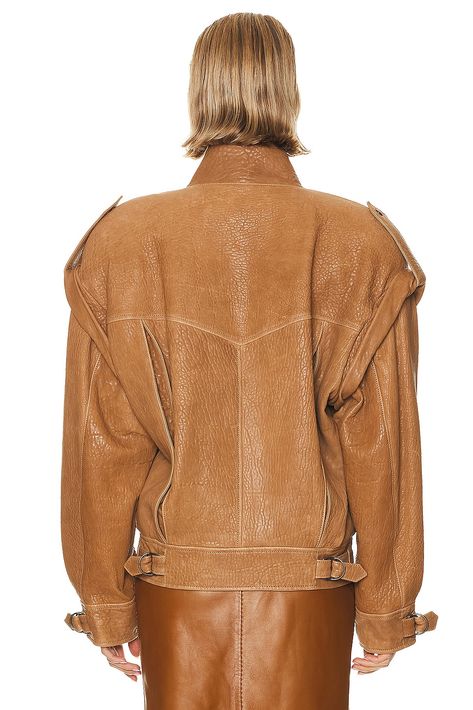 Saint Laurent Leather Jacket in Vigogne | FWRD Saint Laurent Leather Jacket, Chiffon Shirt Dress, Hermes Kelly 25, Fits Inspiration, Aviator Jackets, Chiffon Shirt, Classic Outfits, Leather Fabric, Leather Coat