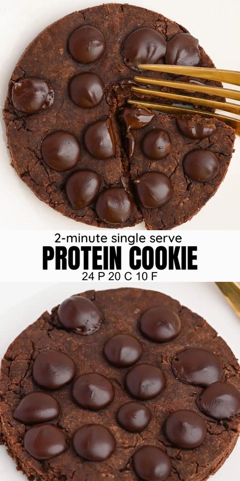 Single serve chocolate protein cookie recipe for fitness, cooked in the microwave in 2 minutes Quest Cookie Recipe, Protein Cookie Single Serve, Microwave Protein Cookie, Single Serving Protein Cookie, Healthy Microwave Cookie, Single Serve Protein Dessert, Single Serve Protein Cookie, Protein Cookies Chocolate, Chocolate Protein Cookies