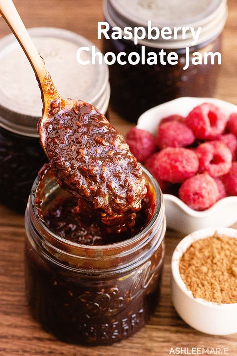 Canning Water Bath, Chocolate Raspberry Jam, Mason Jar Cake, Chocolate Jam, Canning Water, Mason Jar Cakes, Jar Cake, Raspberry Jam Recipe, Canning Jam