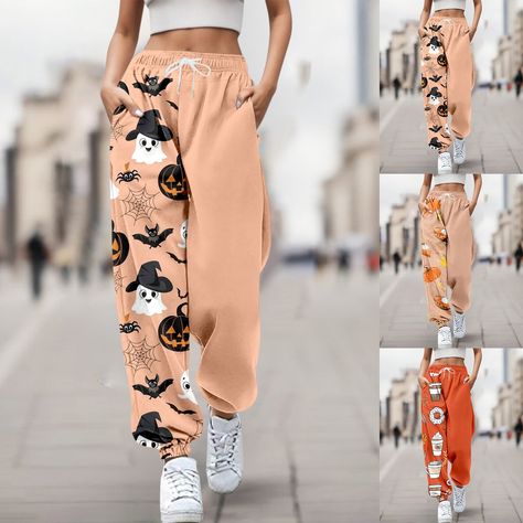 Womens Jogger Pants Loose Long Pants Fashion Halloween Cat Printed Trousers Autumn Winter Baggy Fit Style Suits Women, Womens Jogger Pants, Womens Beach Pants, Long Pants Fashion, Womens Jogger, Yoga Party, Linen Beach Pants, Fashion Trousers, Work Yoga