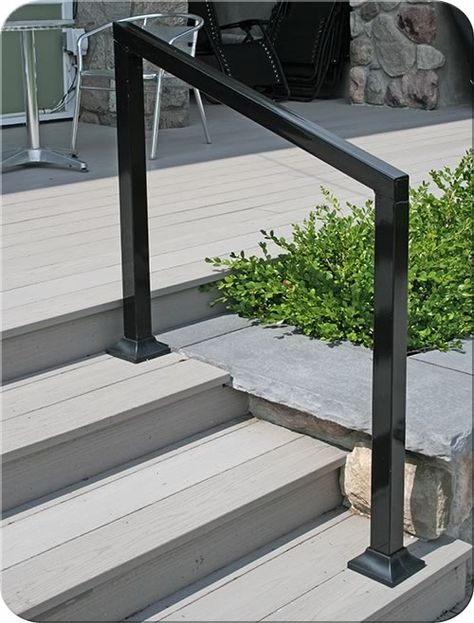 Square Barrier| Fence-All Modern Outdoor Handrails For Stairs Front Steps, Exterior Step Railing Ideas, Exterior Handrails For Steps, Porch Stair Railing Ideas, Outdoor Railings For Steps, Small Front Porch Railing Ideas, Metal Railings Outdoor, Outside Stair Railing, Step Railing Outdoor