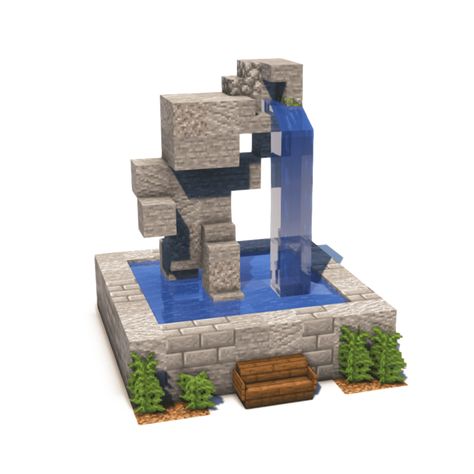 The Fountner Minecraft Creeper Statue, Minecraft Stone Wall Designs, Earth Golem, Minecraft Wall Designs, Minecraft Materials, Minecraft Statues, Minecraft Wall, Fence Wall Design, Mc Ideas