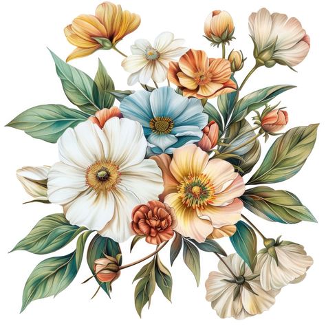 🌿🎨 Add a touch of rustic elegance to your projects with Cottagecore Floral Bouquet Clipart! These enchanting designs are perfect for creating dreamy, nostalgic art. Check out the full collection now! #CottagecoreArt #FloralBouquet #WhimsicalDesigns #CraftingIdeas https://hellobrazen.com/cottagecore-floral-bouquet-clipart/ Floral Illustration Vintage, Bouquet Clipart, Flower Clip Art, Botanical Flower Art, Nostalgic Art, Clipart Free, Boho Flowers, Flower Background Wallpaper, Watercolor Flowers Paintings