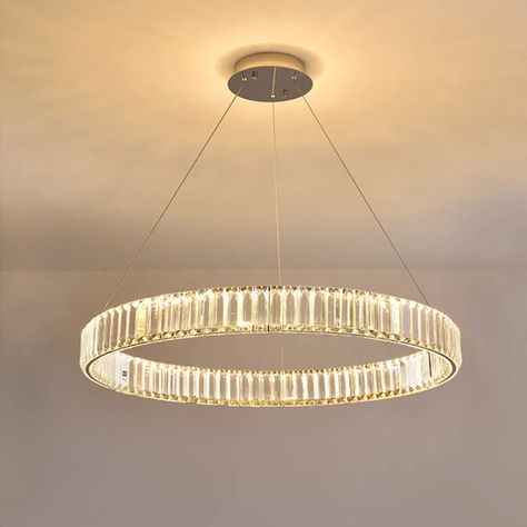 Modern Luxury Round Stainless Steel Crystal LED Chandelier Nordic Gold/Silver Single Ring Ring Chandelier Restaurant Chandelier|Pendant Lights| - AliExpress Chandelier Restaurant, Round Crystal Chandelier, Modern Led Chandelier, Restaurant Chandelier, Round Pendant Light, Gold Pendant Lighting, Lamps Modern, Ring Chandelier, Single Ring