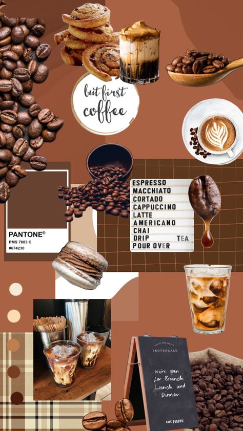 Mood board 1 #coffee #coffeeaesthetic #coffeeshop #wallpaper #food #brown #brownaesthetic #brownacademia #browntheme #cafe #cafeaesthetic Wallpaper Food, Brown Cafe, Brown Aesthetic, Coffee Cafe, Cafe Food, Food Truck, Your Aesthetic, Cappuccino, Mood Boards